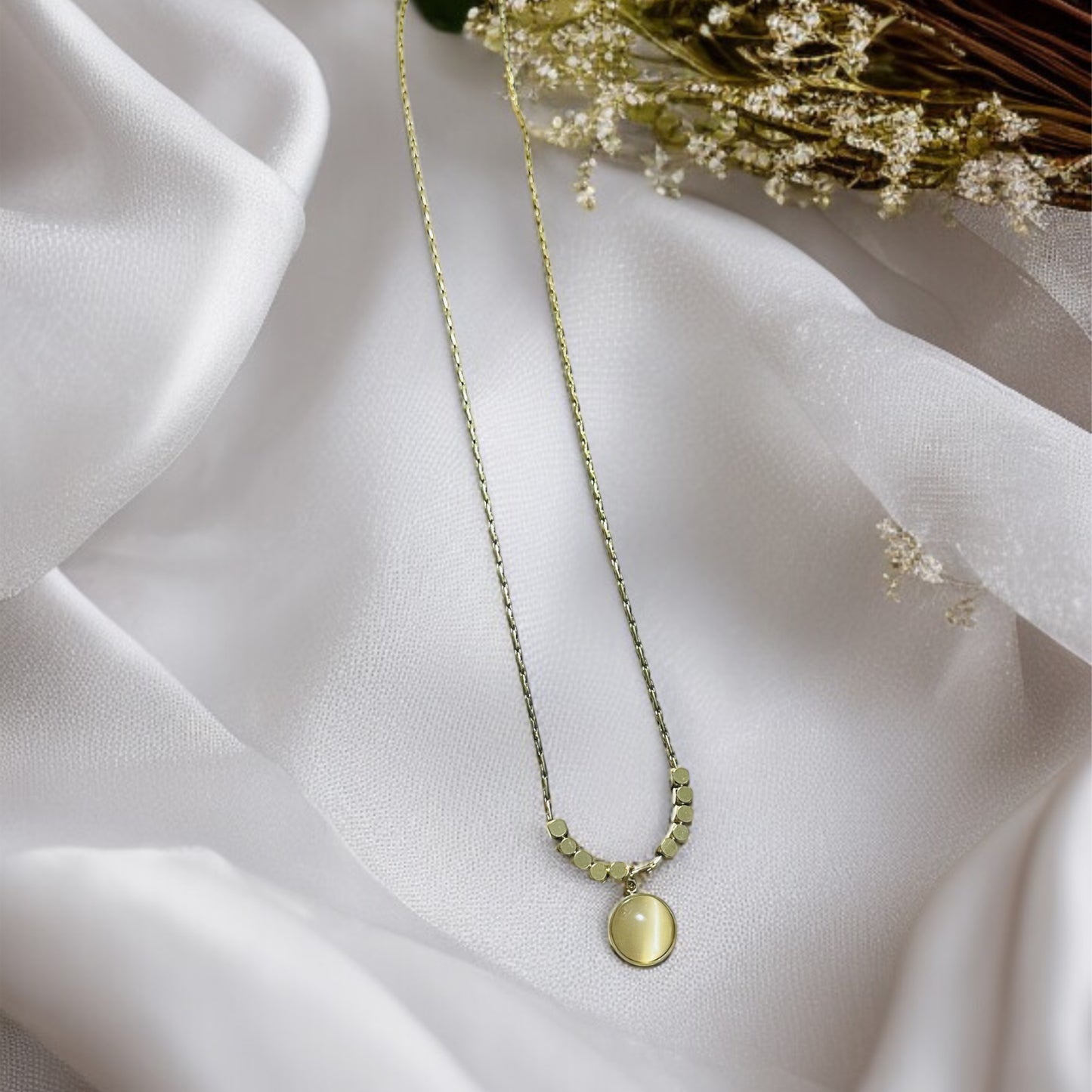 Peach Stone Pendant Necklace