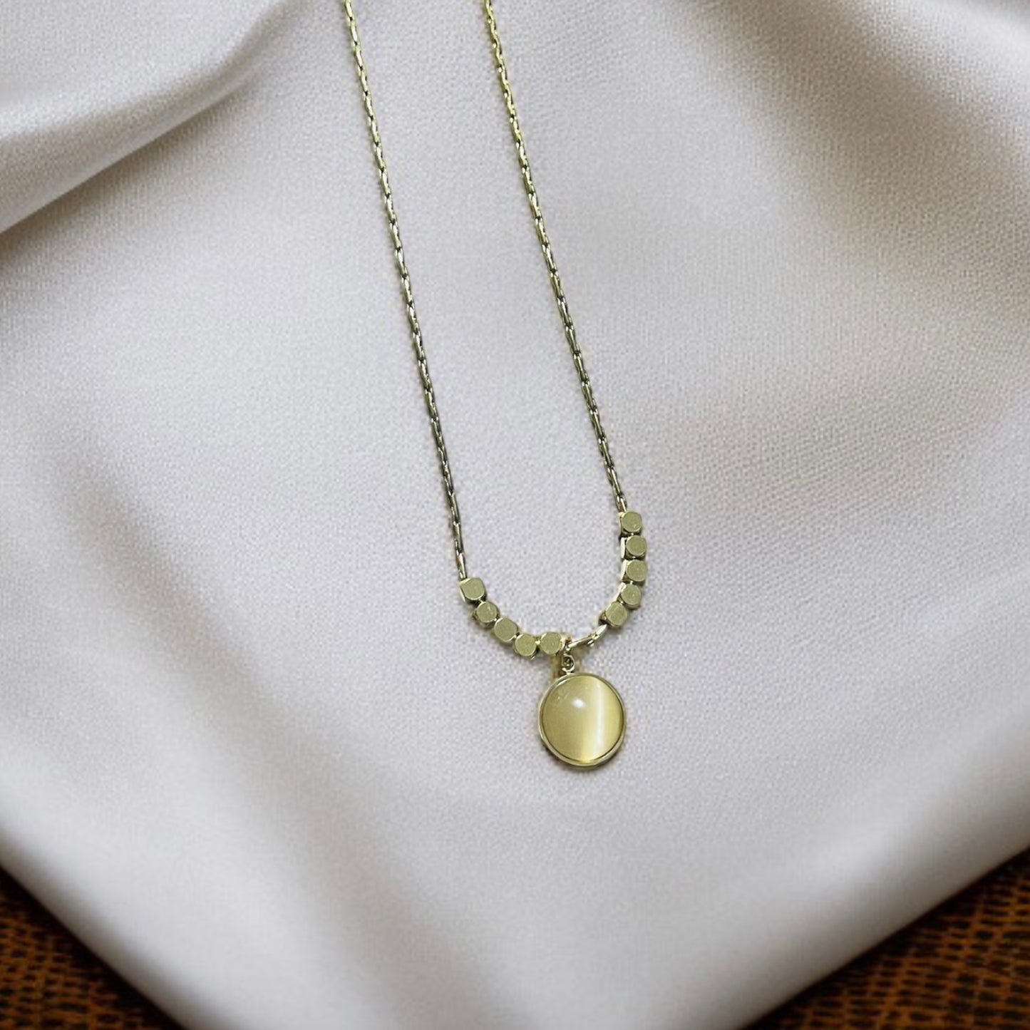 Peach Stone Pendant Necklace