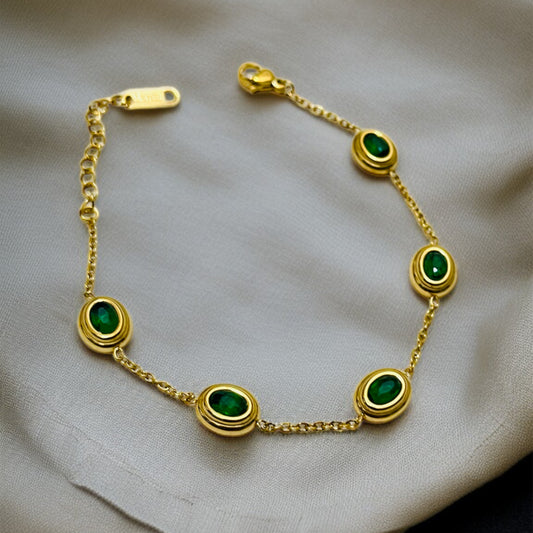 Green Stone Adjustable Chain Bracelet