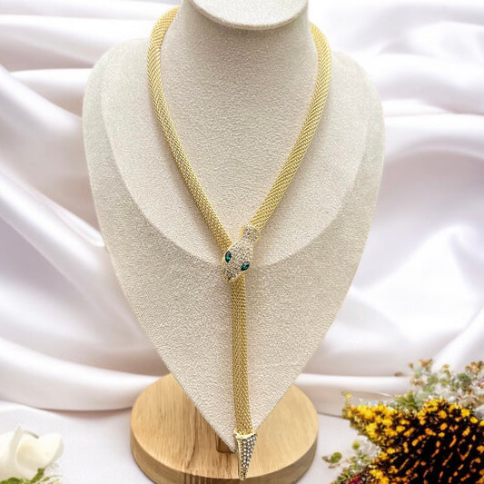 Green Stone Adjustable Snake Necklace