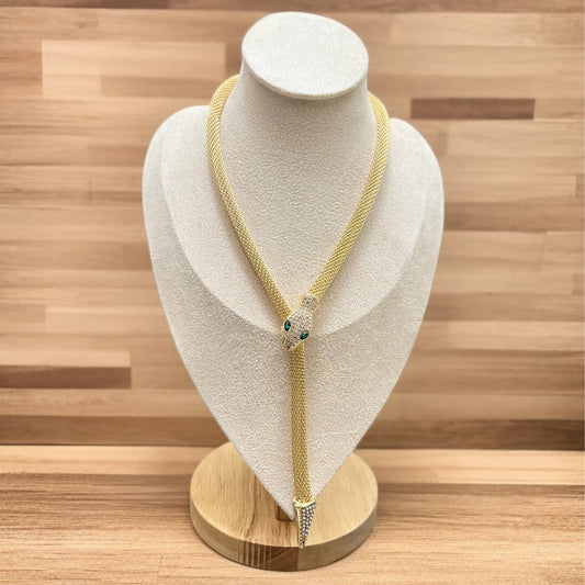 Green Stone Adjustable Snake Necklace