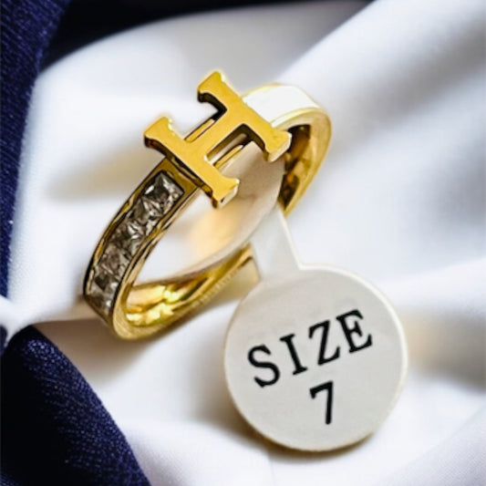 H Alphabet White AD Ring