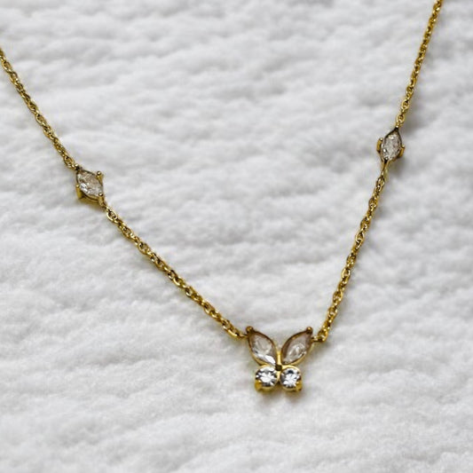 Crystal Butterfly Pendant Necklace