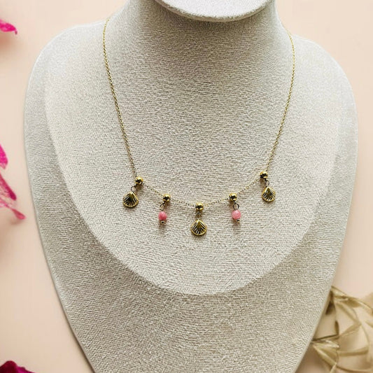 Pink Beads Shell Necklace