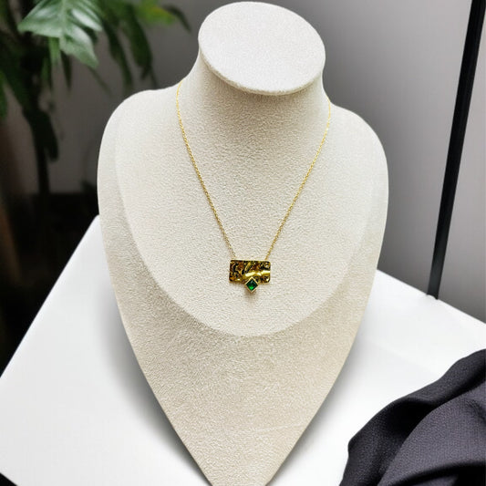 Green Stone Gold Pendant Necklace