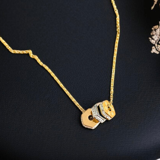 Tricolor Ring Chain Necklace