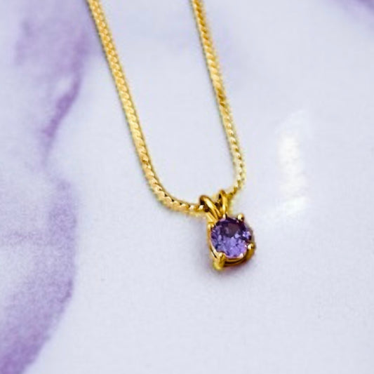 Purple Stone Chain Pendant Necklace
