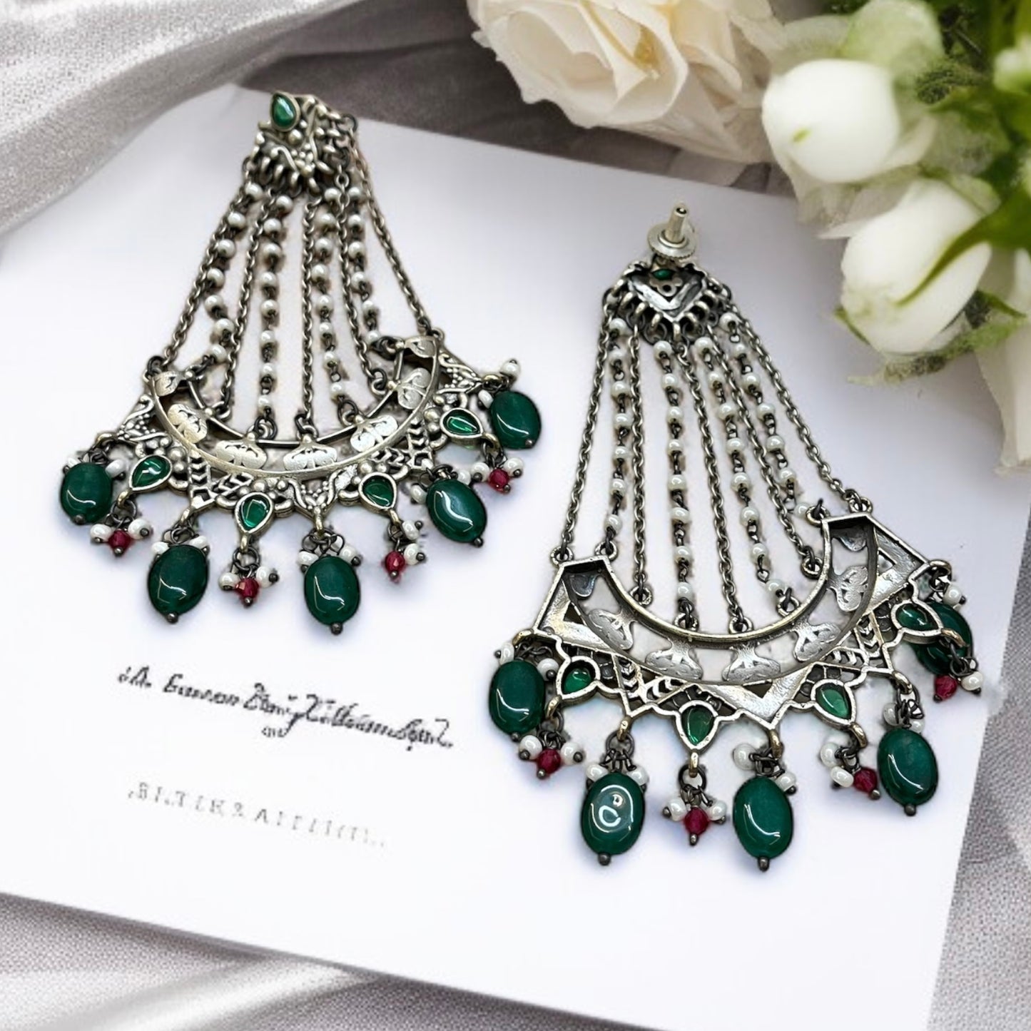 Green Beads Pasa Style Earrings