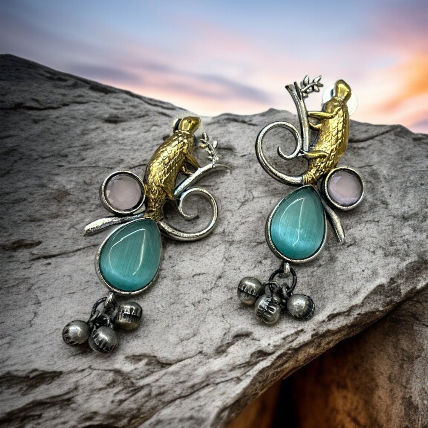 Dual Tone Birds Earring