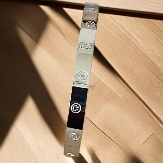 Silver Smiley Bangle Bracelet