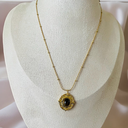 Tiger Stone Gold Pendant Necklace