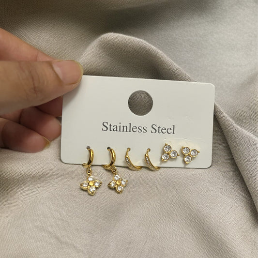 Set of 3 Small Hoop & Studs Earrings