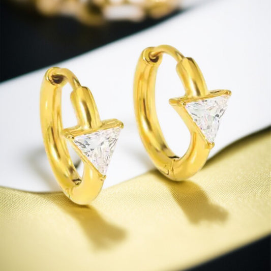 Triangle Diamond Small Hoop Earrings