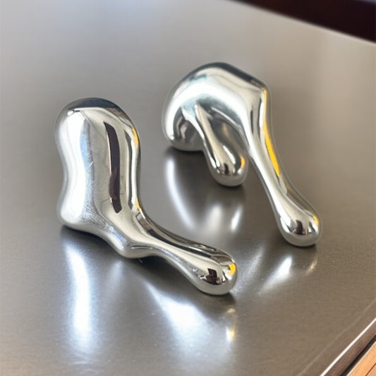 Melting Mismatched Silver Earrings