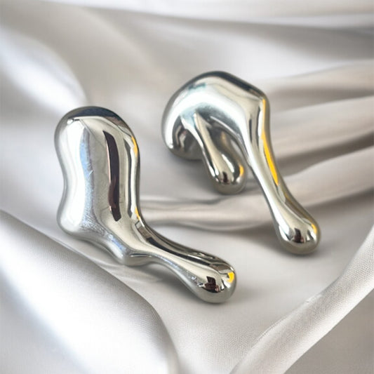 Melting Mismatched Silver Earrings