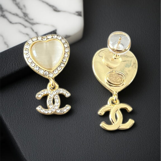 Brand Inspired Heart Drop Earring