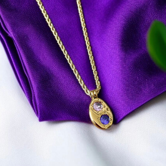 Pink & Purple Stone Pendant Necklace