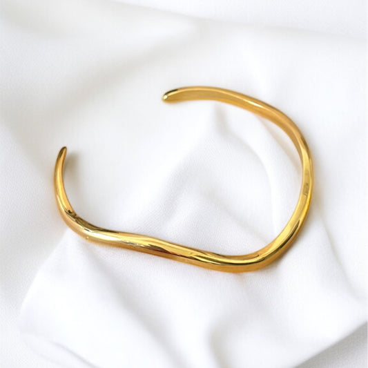 18k Gold PVD Wave Cuff Bracelet