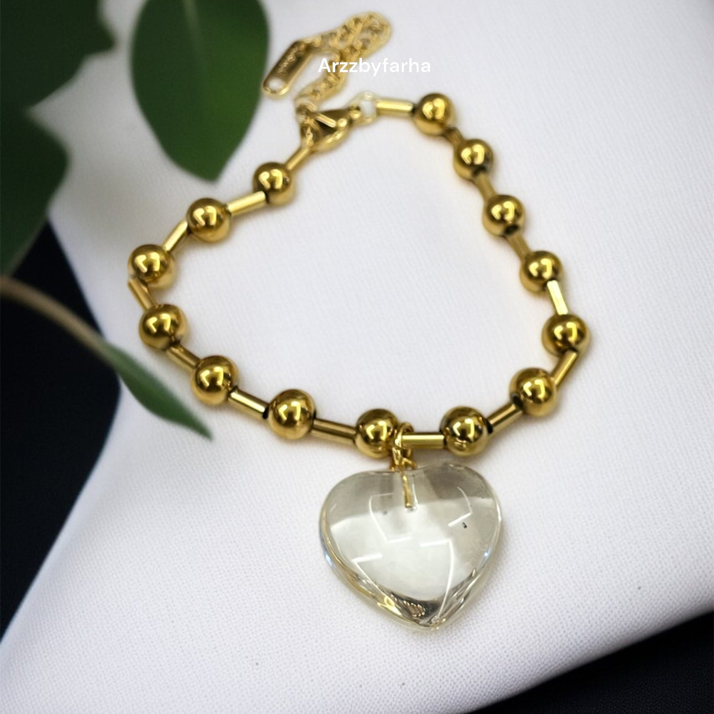 Crystal Heart with Gold Chain Bracelet