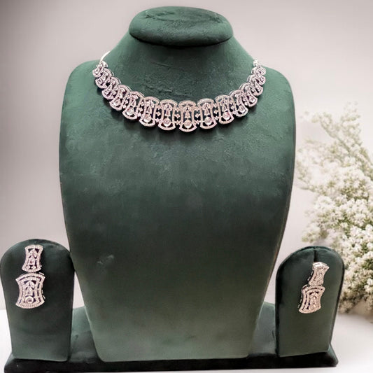 Silver Polish Zirconic Necklace Set