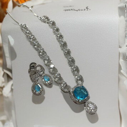 Blue AD Necklace Set
