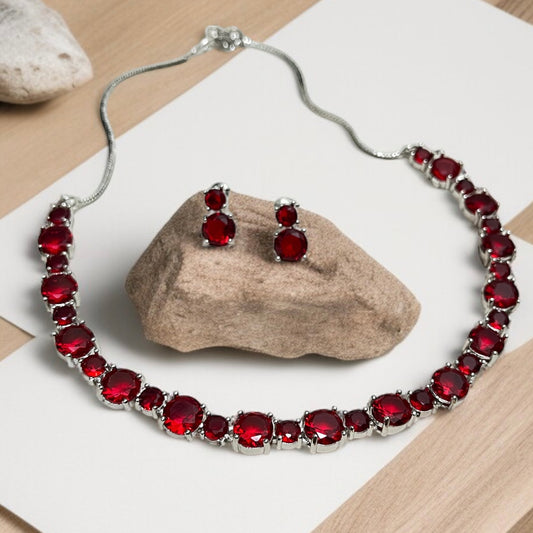 Sleek Red Necklace Set