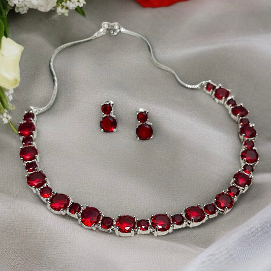 Sleek Red Necklace Set