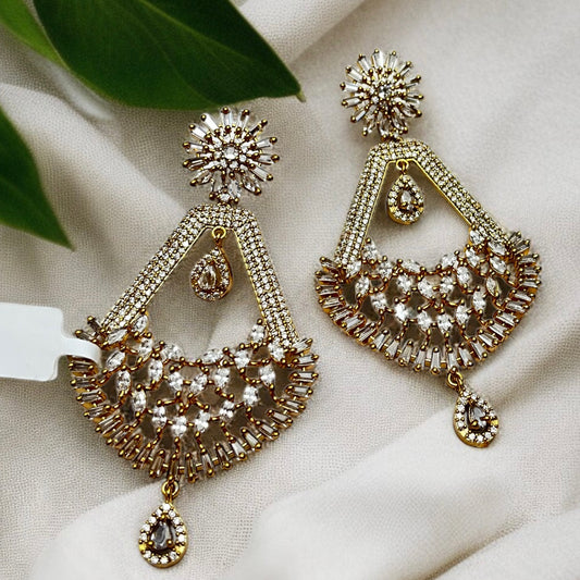 Gold Polish CZ AD Earrings