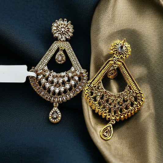 Gold Polish CZ AD Earrings