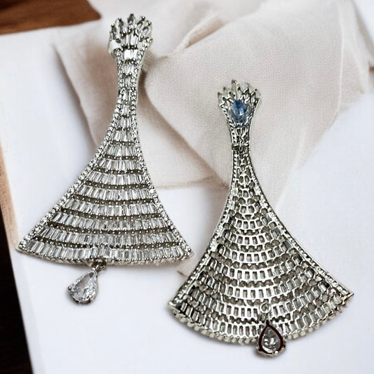 Silver Polish CZ AD Earring