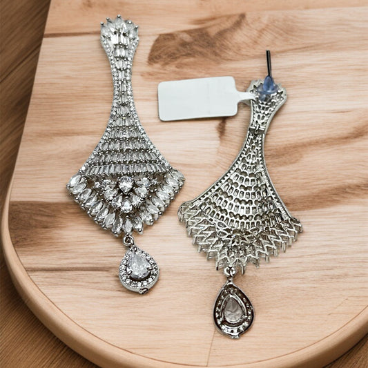 Silver Polish CZ AD Earring