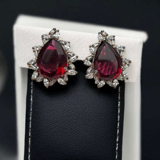 Maroon Red Stone Studs Earring