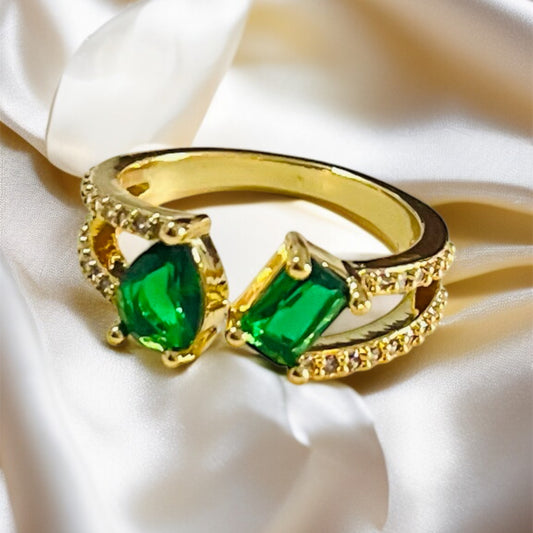 Green Stone AD Studded Ring