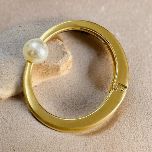 Matte Gold with White Pearl Bracelet