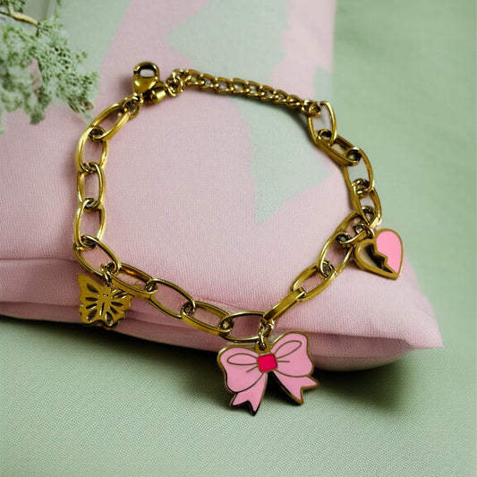 Pink Charm Chain Bracelet