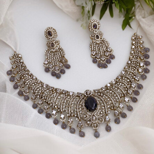 Lavender AD Studded Necklace Set