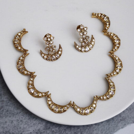 Crescent Moissanite Necklace Set