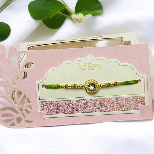 Kundan AD Mint Thread Rakhi