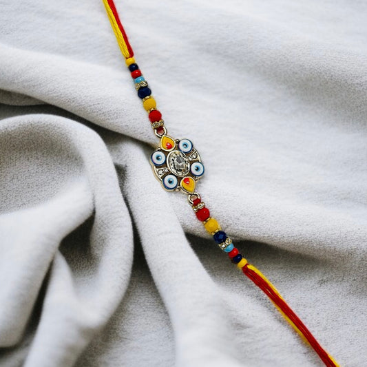 Evil Eye CZ Stone Thread Rakhi