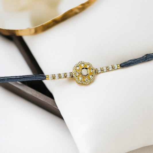 Moissanite Grey Thread Rakhi