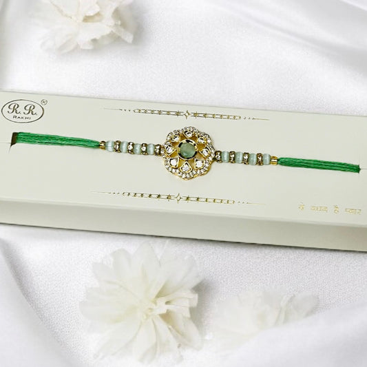 Moissanite Mint Thread Rakhi