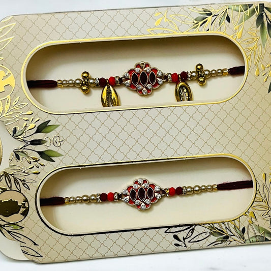 AD & Gold Cowrie Bhaiya Bhabhi Rakhi