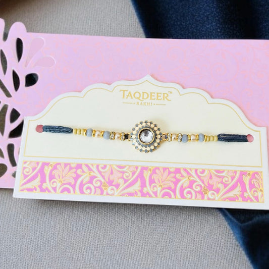 Kundan AD Grey Thread Rakhi