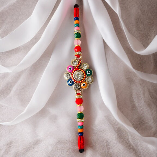 Evil Eye CZ Stone Thread Rakhi