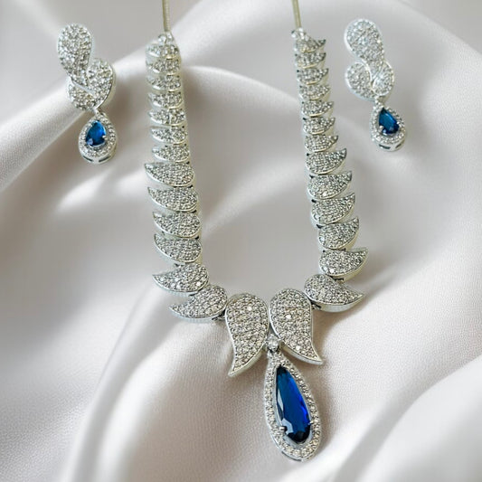 Sapphire Blue AD Necklace Set