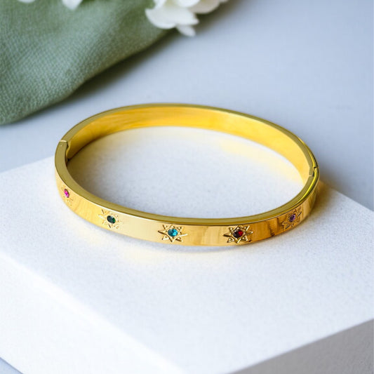 Multicolor AD Studded Gold Bracelet