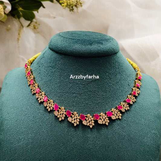 Ruby Pink Stone Necklace Set