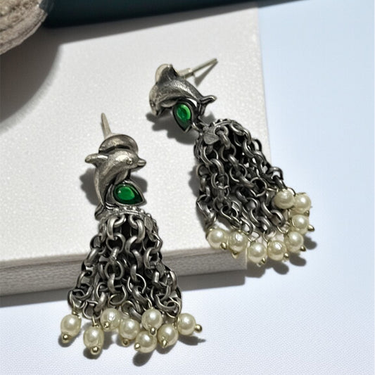 Green Fish Drop Earrings