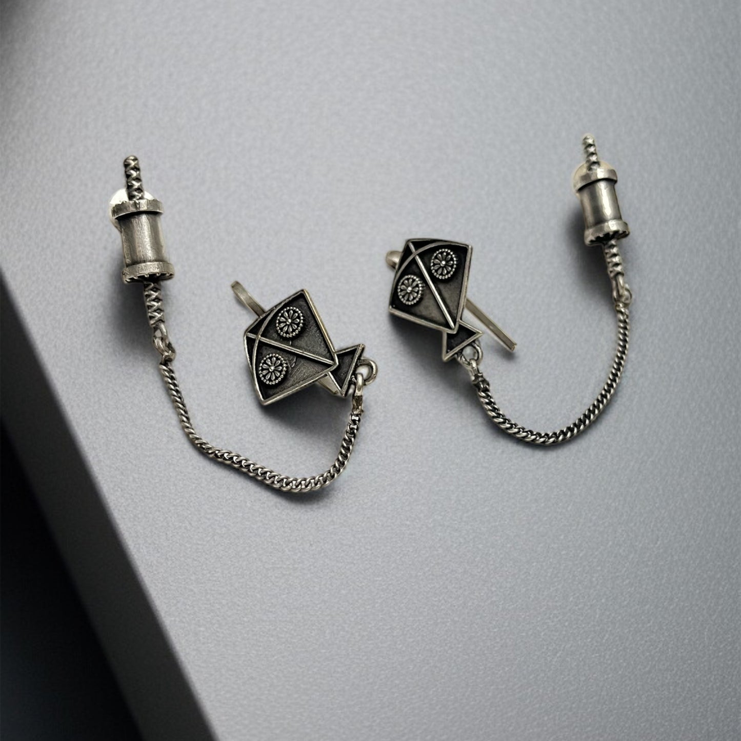 Oxidised Silver Kite Earrings