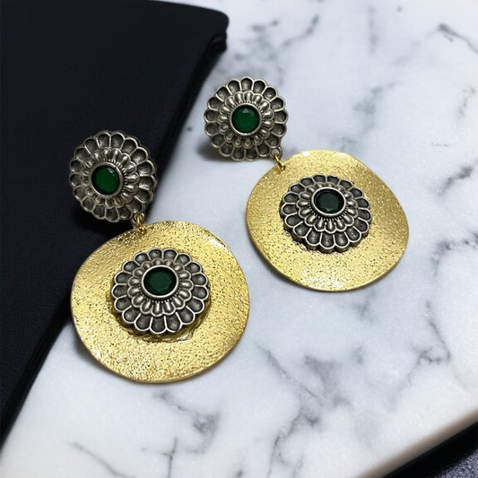 Dual Tone Brass Earrings